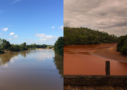 Água doce - Rio Doce limpo e poluído lado a lado